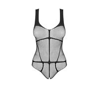 Obsessive B336 - Transparente, body de red abierto (negro) - Tallas S-L