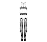 Conjunto negro Obsessive G313 - corsetería de encaje y tiras (S-L)