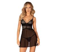 Obsessive Conjunto Chemeris – babydoll y tanga para mujer Negro XL/XXL