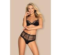 Obsessive Conjunto de Lencería Negro Con Sujetador Aros & Alta Slip Colgante