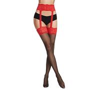 Obsessive Ligueros eróticos como extravagante combinación de liga y medias en una fantástica caja de regalo, rojo/negro, L-XL