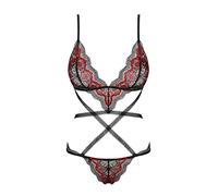 Obsessive Megies Teddy Ropa Interior erótica, Rojo/Negro (Rojo), L/XL para Mujer