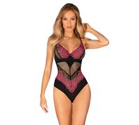 Obsessive Rosenty Body para mujer Negro/Rosa XL/2XL