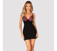 Obsessive Chemise y Tanga Rosenty – Lencería elegante, confort y sensualidad – Negro/Rosa XS/S