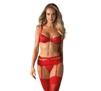 Obsessive Set de 3 Heartina Conjunto de lencería, Rojo (Rojo 006), 36 (Tamaño del Fabricante:36) para Mujer