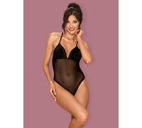 Obsessive Teddy Negro Malla & Satén Con Flügel-rücken Y Schrittverschluss