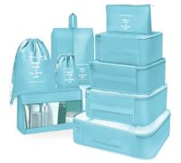 OBSGUMU Organizador Maleta, 9 Set Bolsas de Viaje, Organizadores Viajes Accesorios Impermeable, Travel Essentials Packing Cubes de Ropa, para Cosméticos, Zapatos, Viagem(Azul)