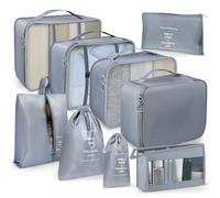 OBSGUMU Organizador Maletas, 9 X Packing Cubes, Bolsas Viaje Organizador, Ropa Organizador Maleta Viaje, Cubos de Organizadores Maletas de Viaje de Cosméticos(Gris)