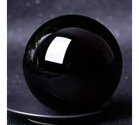 Obsidian Crystal Ball, Rare Black Quartz Ball with Stand,Black,80mm