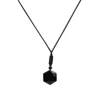 Obsidian Hexagram Colgante - 1.18*0.31 pulgadas Black Obsidian Stone Jewelry Pendse | 15g Colgante Natural de Obsidiana Natural Negro | Collares amuleto hexagram | Collar colgante de hexagrama de obsi