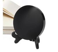 Obsidian Scrying Mirror - 3 Inch Round Vintage Black Mirror Wooden Stand for Meditation | Round Divination with Stand, Spiritual Reflection Tool for Bedroom Living Room Office Yoga Studio Use