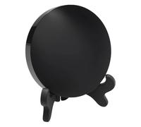 Obsidian Scrying Mirror - Round Natural Divination Mirror, Black Obsidian Reflection Disc With Wooden Stand For Meditation Use, Spiritual Desk Decor For Office, Mystical Home Accent Piece 3x3x3in