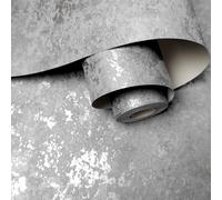Plata/Gris Pintado - Metálico Purpurina Geométrico Enrejado Ladrillo Damask &