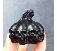 Obsidiana Negra Natural Piedra De Cristal Calavera Calabaza Tallada A Mano Estatuilla Energía Artesanía Decoración Del Hogar Como Regalo