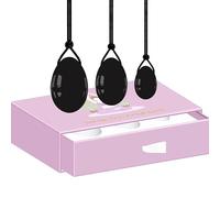 Obsidiana Yoni Egg Yoni Wand Set Natural Stone Love Huevos perforados y sin taladrar Huevo para ejercicio Kegel, Huevo perforado con caja