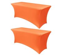 Obstal - Funda de mesa elástica de elastano para mesas plegables estándar, de 6 pies - Mantel protector rectangular universal para bodas, banquetes y fiestas, 72L x 30W x 30H pulgadas, naranja, 2