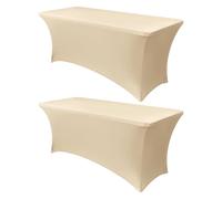 Obstal Mantel de mesa de elastano elástico de 6 pies para mesas plegables estándar, paquete de 2 protectores rectangulares universales para bodas, banquetes y fiestas, 183 cm de largo x 76 cm de ancho