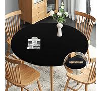 Obstal Mantel Redondo Ajustable, Reversible, Impermeable, Resistente a Las Manchas, elástico, fácil de Limpiar, para Uso en Exteriores e Interiores, se Adapta a mesas Redondas de hasta 48 a 56