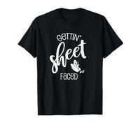 Obtener sábana enfrentada Fantasma Minimalista Halloween Espeluznante Fantasma Camiseta
