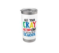 Obtenga su Cray el último día de clases Doodle Teacher Vaso térmico de acero inoxidable de doble pared