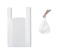 Obulco Suministros Bolsas Plástico con Asas y Resistentes 70% Recicladas y Reciclables - Galga 200 - Bolsa Tipo Camiseta 48x60 Apta Para Uso Alimentario - 50 unidades