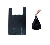 Obulco Suministros Bolsas Plástico con Asas y Resistentes 70% Recicladas y Reciclables - Galga 200 - Bolsa Tipo Camiseta 30x40 Apta Para Uso Alimentario - 100 unidades (42X53_NEGRA_100)