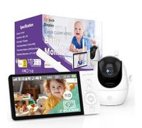 OBVHNUA 5'' Camara Vigilancia Bebe, 355°PTZ Vigilabebes con Camara, 5000 mAh Batería, Zoom 10X, VOX, Visión Nocturna, Comunicación Bidireccional, Monitoreo de Temperatura, Grabación de Vídeo, 720p
