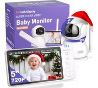 OBVHNUA 5'' Camara Vigilancia Bebe, 355°PTZ Vigilabebes con Camara, Zoom 2X 4X, VOX, Visión Nocturna, Comunicación Bidireccional, Monitoreo de Temperatura, Grabación de Vídeo, 720p