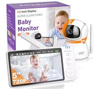 OBVHNUA Camara Vigilancia Bebe, 5'' Vigilabebes con Camara Rotación de 355°, Camara Bebe Inteligente con Visión Nocturna, VOX, Audio Bidireccional, Sensor de Temperatura y Aviso de Lactancia