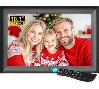 OBVHNUA Marco de Fotos Digital de 10.1 Pulgadas, Portaretratos Digitales Pantalla IPS HD 1280x800, Soporte de Foto/Música/Video, Rotación Auto, Marco Digital con Control Remoto/Reloj/Calendario