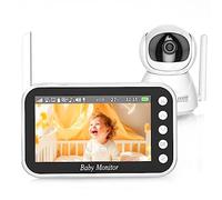 OBVHNUA Vigilabebés Cámara, Camara Vigilancia Bebe Inteligente, Pantalla LCD De Gran Tamaño De 4,3"/VOX/Zoom 10X/Visión Nocturna/Monitoreo de Temperatura/Conversación Bidireccional