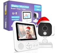 OBVHNUA Vigilabebés con Cámara, 2000mAh Camara Vigilancia Bebe Inteligente con Pantalla LCD de 2.8", VOX, Zoom 2X 4X, Visión Nocturna, Monitoreo de Temperatura, Despertador, Comunicación