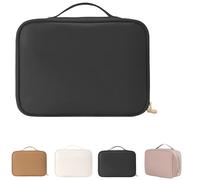 Obviousliy Multi Compartment Toiletry Cosmetics Bag, Makeup Bag Women's PU Leather Waterproof, PU Leather Large Capacity, Bathroom Travel Bag Organizer For Women (Black)