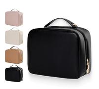 Obviousliy Multi-Compartment Toiletry Cosmetics Bag, Obviously Large Capacity Makeup Bag, Makeup Bag Organizer for Women Girls with Handle (Black)