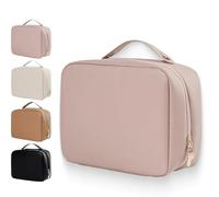 Obviousliy Multi-Compartment Toiletry Cosmetics Bag, Obviously Large Capacity Makeup Bag, Makeup Bag Organizer for Women Girls with Handle (Pink)