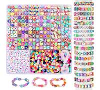 OBYCPIN Kit 2300 Cuentas para Hacer Pulseras y Collares - Perlas de Arcilla Polimérica con Letras, Cordón Elástico y Caja de 26 Compartimentos, DIY para Niñas 6-12