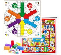 Oca y Parchís/Juego de Mesa 4-6 Jugadores/Juego Tradicional para Niños y Adultos/Reversible 2 en 1 Ambas Caras con fichas para 6 Jugadores 35x35cm