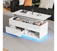 OCACA 100 x 50 x 55 cm de alto brillo con iluminación LED, un cajón y una capacidad de carga de 50 kg (blanco)