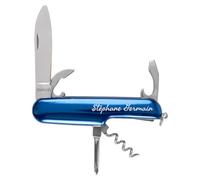 Ocadeau Navaja de bolsillo multifunción azul con grabado de texto - Navaja de bolsillo multifunción azul con 5 herramientas - Navaja de bolsillo personalizable