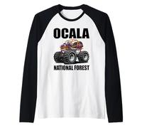 Ocala National Forest Florida 4x4 Offroad Diseño de Dibujos Animados Camiseta Manga Raglan