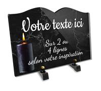 OCAP-FUNERAIRE.COM - Placa funeraria (22-5x15 cm, 22-5x15 cm, 30 x 20 cm, personalizable en varias líneas, 22-5 x 15 cm), diseño de vela negra