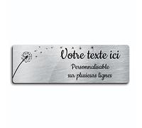OCAP-FUNERAIRE.COM Placa grabada funeraria, diseño de diente de león, autoadhesivo, modelo rectángulo (20x6,5 cm) personalizado 1-3 líneas Alu cepillado