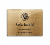 OCAP-FUNERAIRE.COM - Placa grabada funeraria, diseño de una rosa autoadhesiva (20 x 15 cm) personalizada de 1 a 3 líneas oro cepillado
