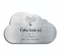 OCAP-FUNERAIRE.COM Placas Conmemorativas Funerarias, Placa grabada diseño de árbol corazón autoadhesivo, modelo nube (20 x 12 cm) personalizado 1 a 3 líneas Alu cepillado