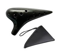 Ocarina 12 Agujeros, Ocarinas de Cerámica, Instrumento Zelda Ocarina, Flauta Instrumento, para Principiantes, no Profesionales, Negro, 17.5 x 9.5 cm, Con Una Bolsa de Almacenamiento