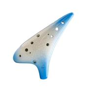 Ocarina 12 Agujeros Tonos Alto C Patrón Craquelado Cerámica Dos Colores Gradiente Flauta Instrumentos Profesionales Tao Chino(Blue)