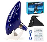 Ocarina 12 tonos Alto C con soporte para libro de canciones, cuerda para cuello, Verde (Navy blue)
