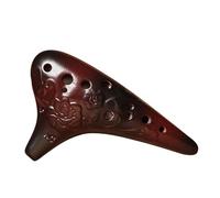 Ocarina Alto Do de 12 agujeros, instrumento musical de cerámica premium for principiantes y profesionales, AC-Ocarinas porcelana(Brown with flowers 12-hole AC)
