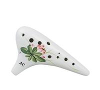 Ocarina Alto Do de 12 agujeros, instrumento musical de cerámica premium for principiantes y profesionales, AC-Ocarinas porcelana(White with Lotus 12-hole AC)
