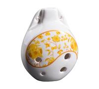 Ocarina artística de cerámica con forma de gota de agua, esmalte transparente, cordón trenzado amarillo, regalo de cultura oriental, adorno decorativo de cerámica ocarina